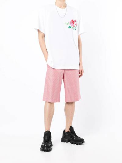 Comme des Garçons Homme Plus embroidered rose T-shirt outlook