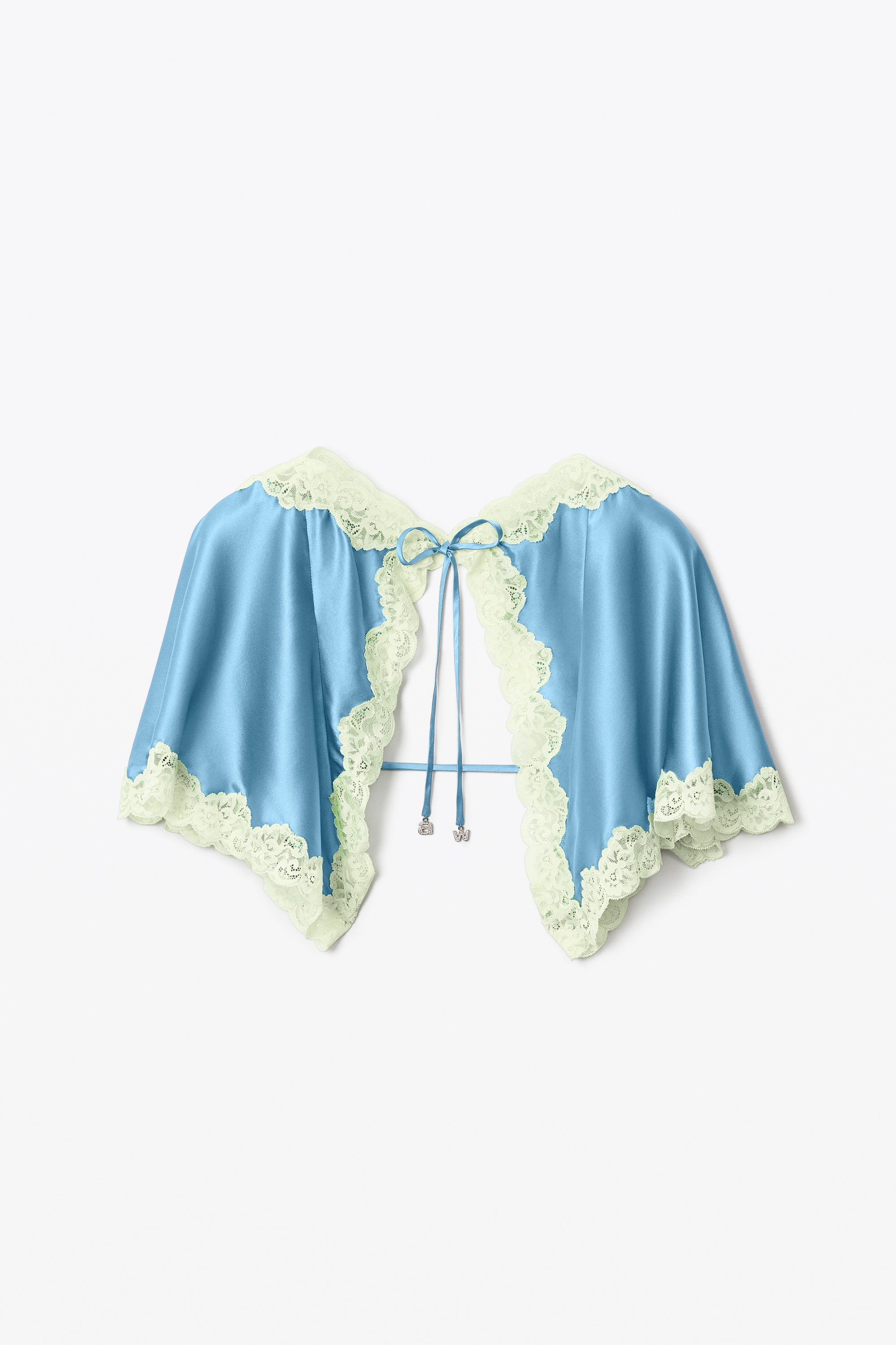 SHORT-SLEEVE TIE SHRUG IN SILK CHARMEUSE - 1