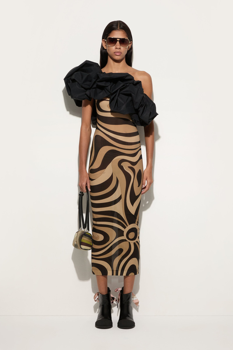 PUCCI MARMO PRINT ONE SHOULDER DRESS outlook