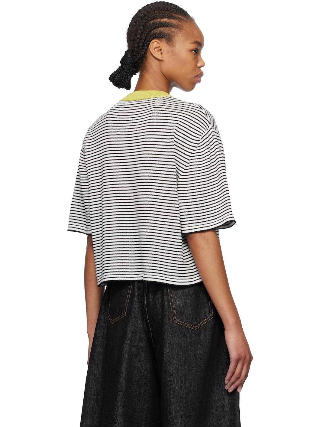 Black & White Cotton Striped T-shirt - 3