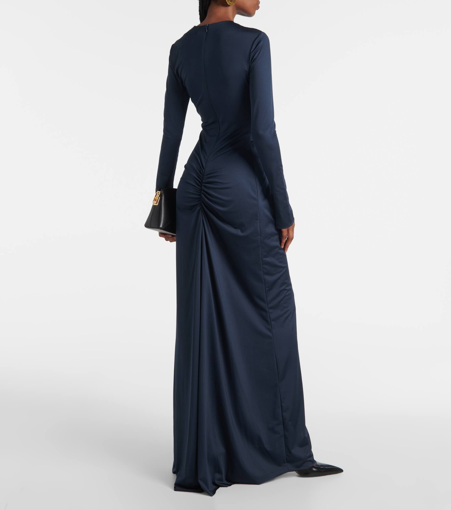 Asymmetric ruched jersey gown - 3
