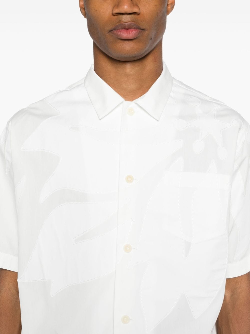 embroidered-design button-up shirt - 5