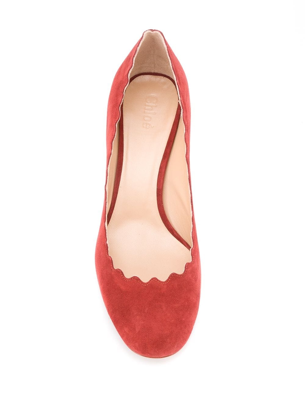 block heel suede shoe with scalloped edging - 4