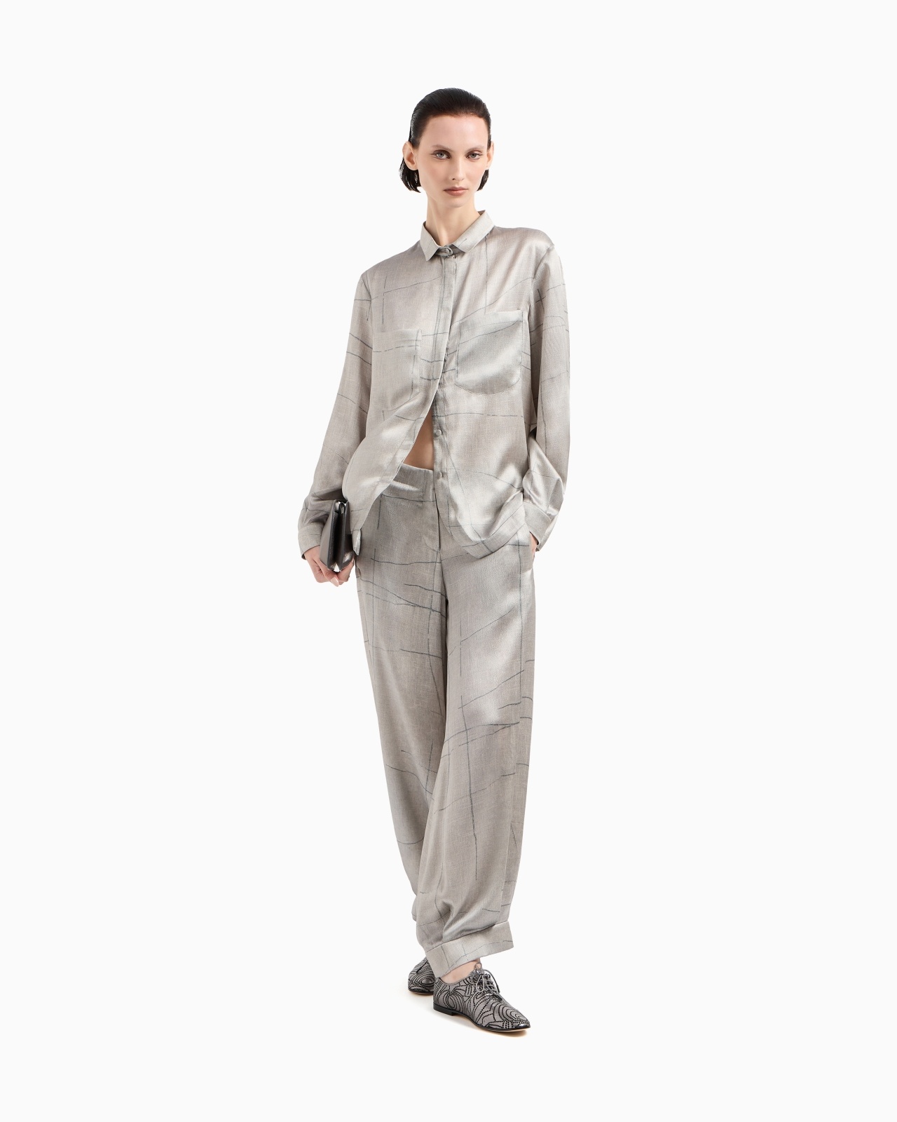 WIDE-LEG TROUSERS IN PRINTED SILK SATIN - 2