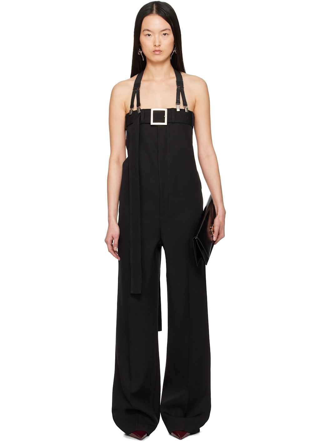 Black 'The Strapped Suit Pants' Jumpsuit - 1