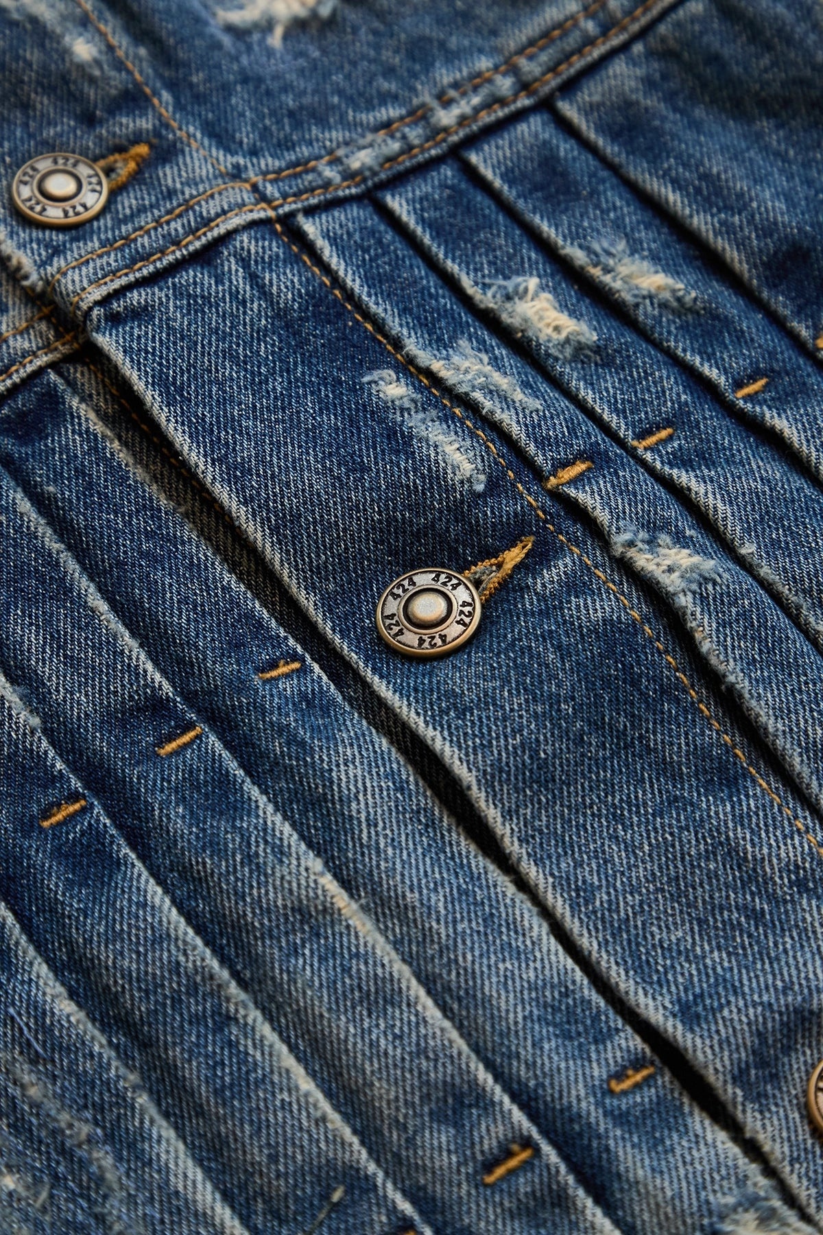 424 424 Collection Repaired Trucker Jacket Blue - 3