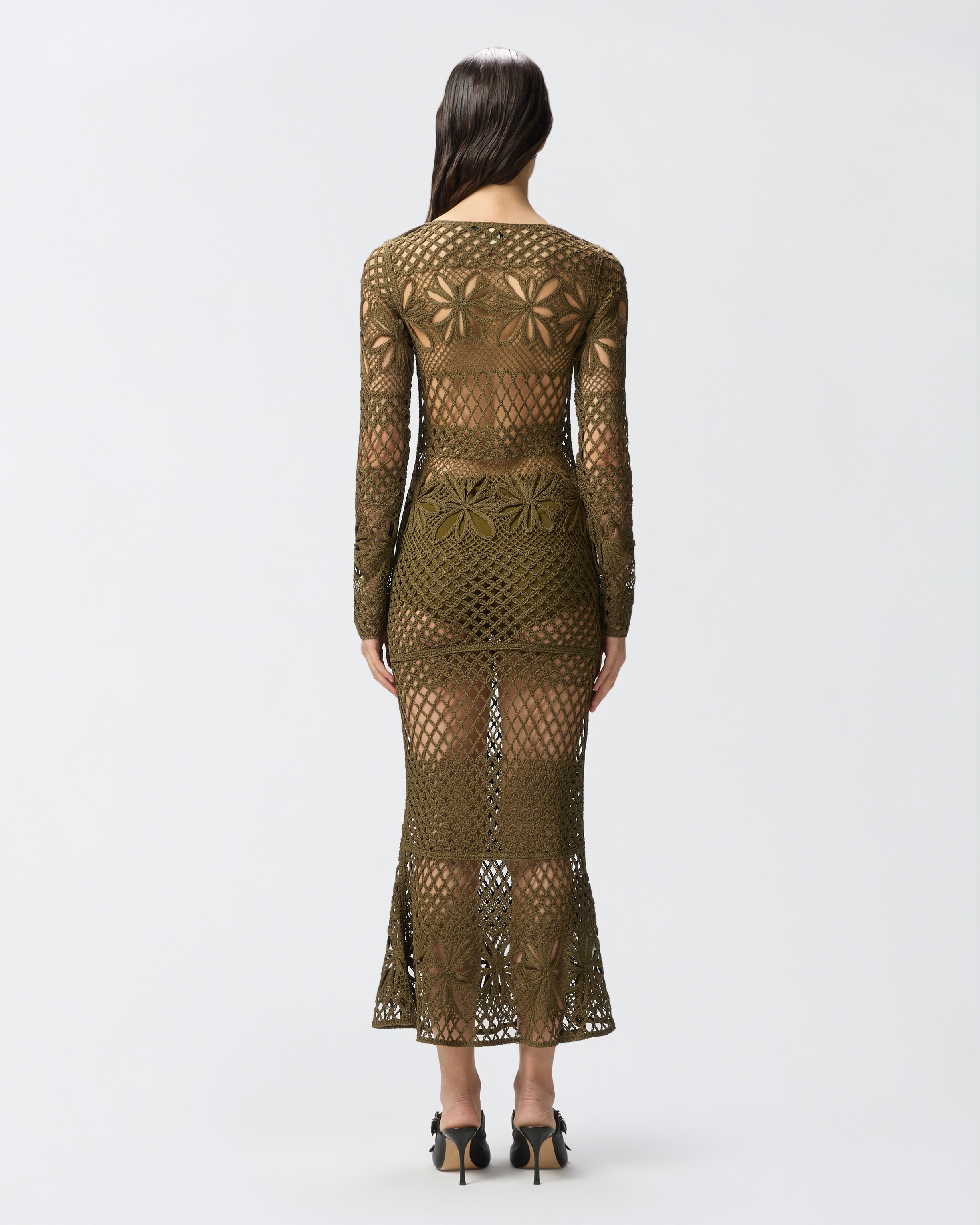 LONG OPENWORK CROCHET DRESS - 4