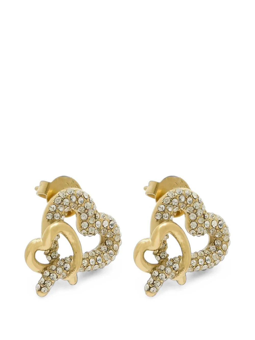 pavé-set heart earrings - 1