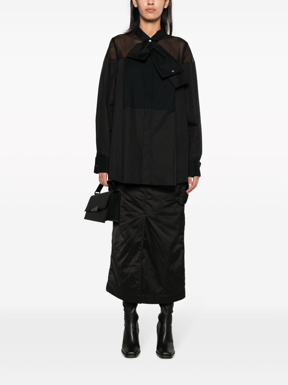 attached-detail sheer-panels shirt - 2