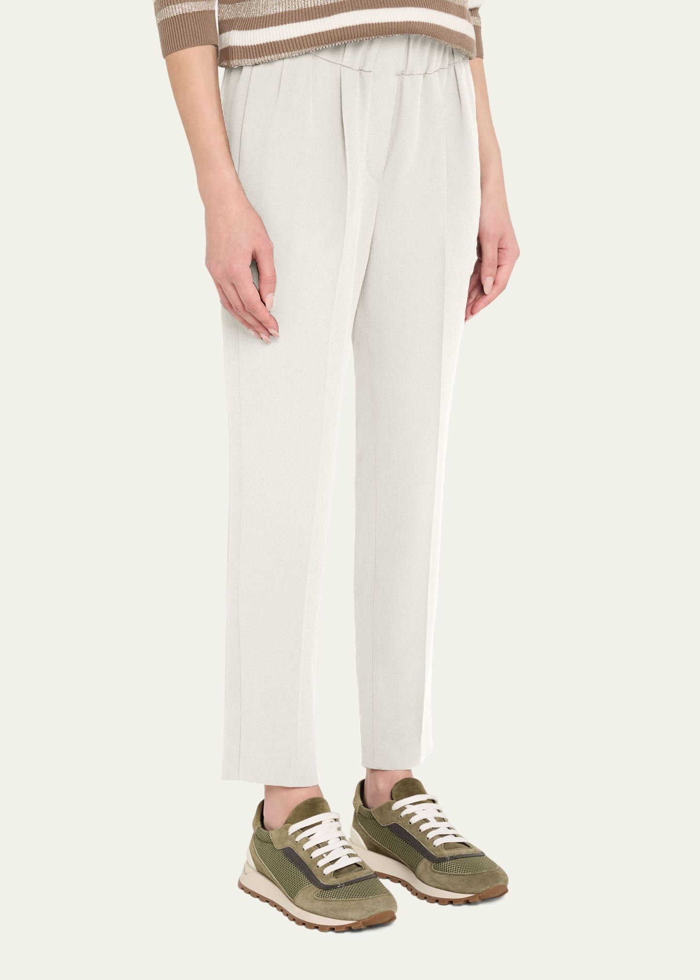 Silk Crepe Cady Straight-leg Ankle Pull-On Pants - 4