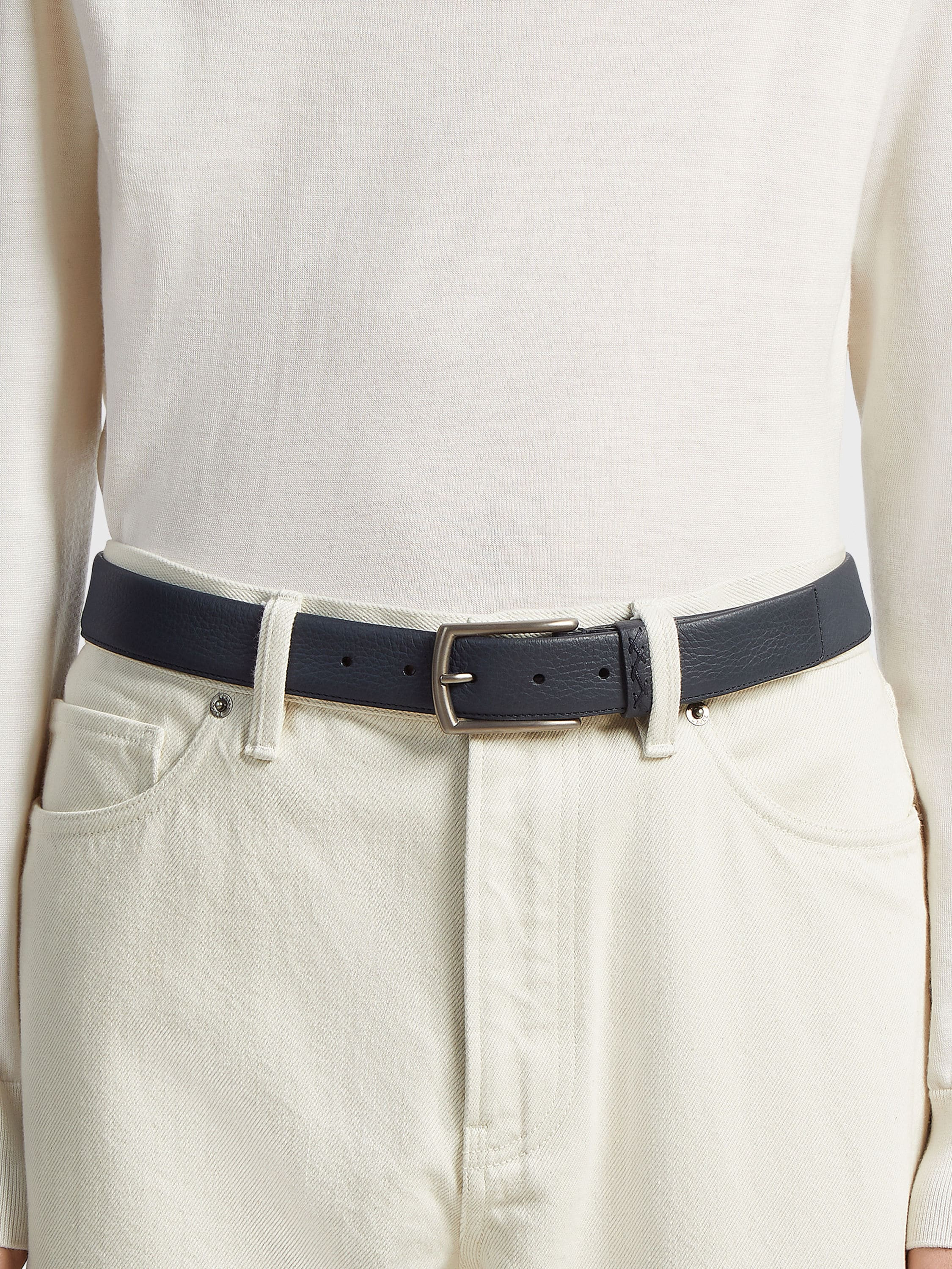 NAVY BLUE LEATHER BELT - 3