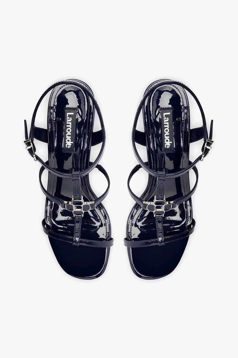Hana Block In Navy Patent Leather 7