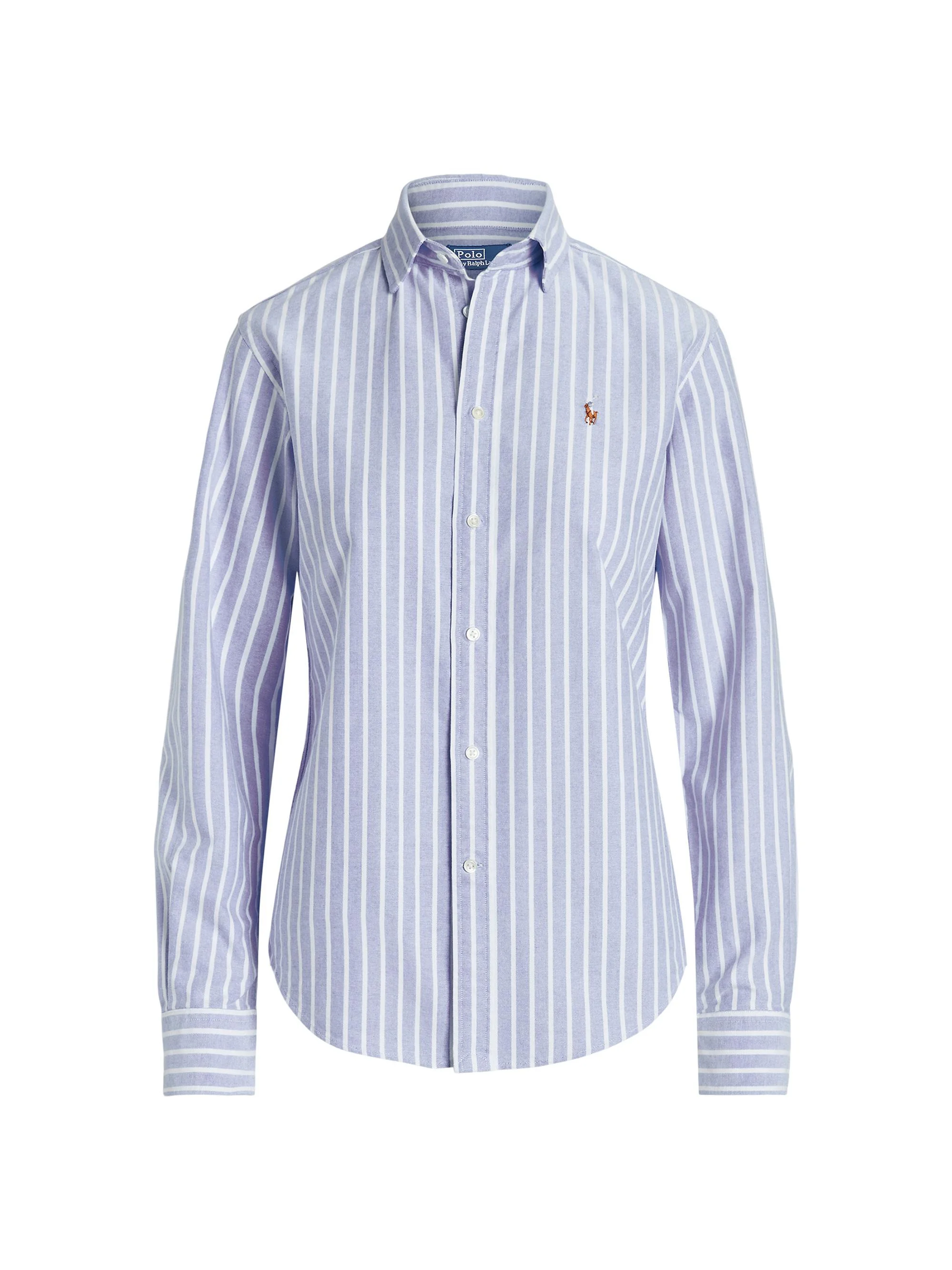 Women's Slim-Fit Striped Oxford Shirt - Harbor Island Blue White - 1