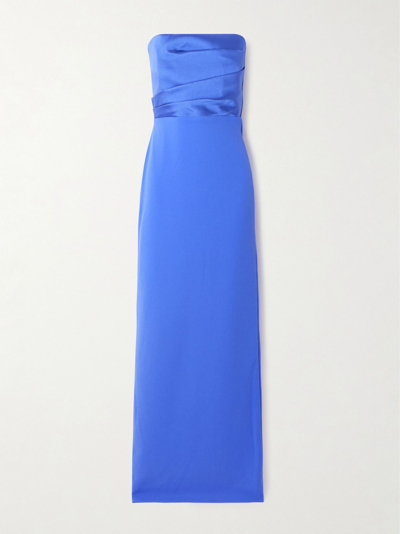 Afra strapless gathered satin-twill and crepe gown Blue - 1