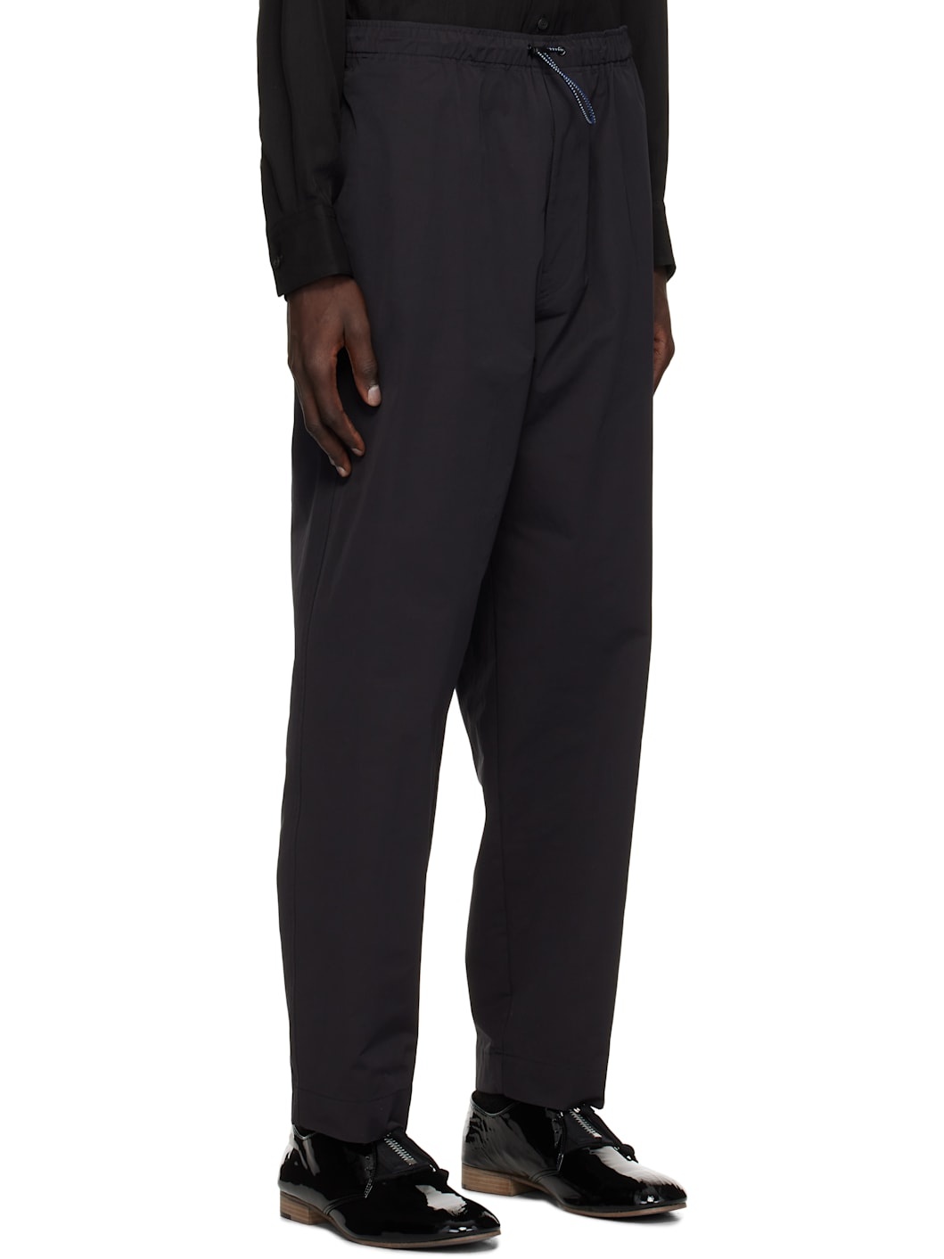 Black Cotton Polyester Twill Trousers - 2