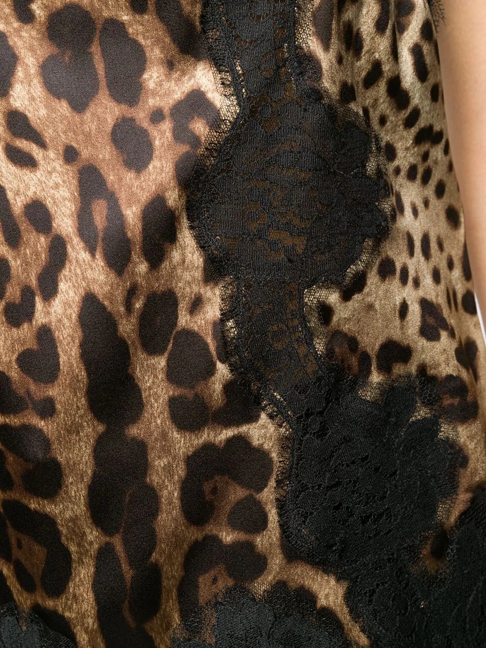 lace-detail leopard-print satin top - 5