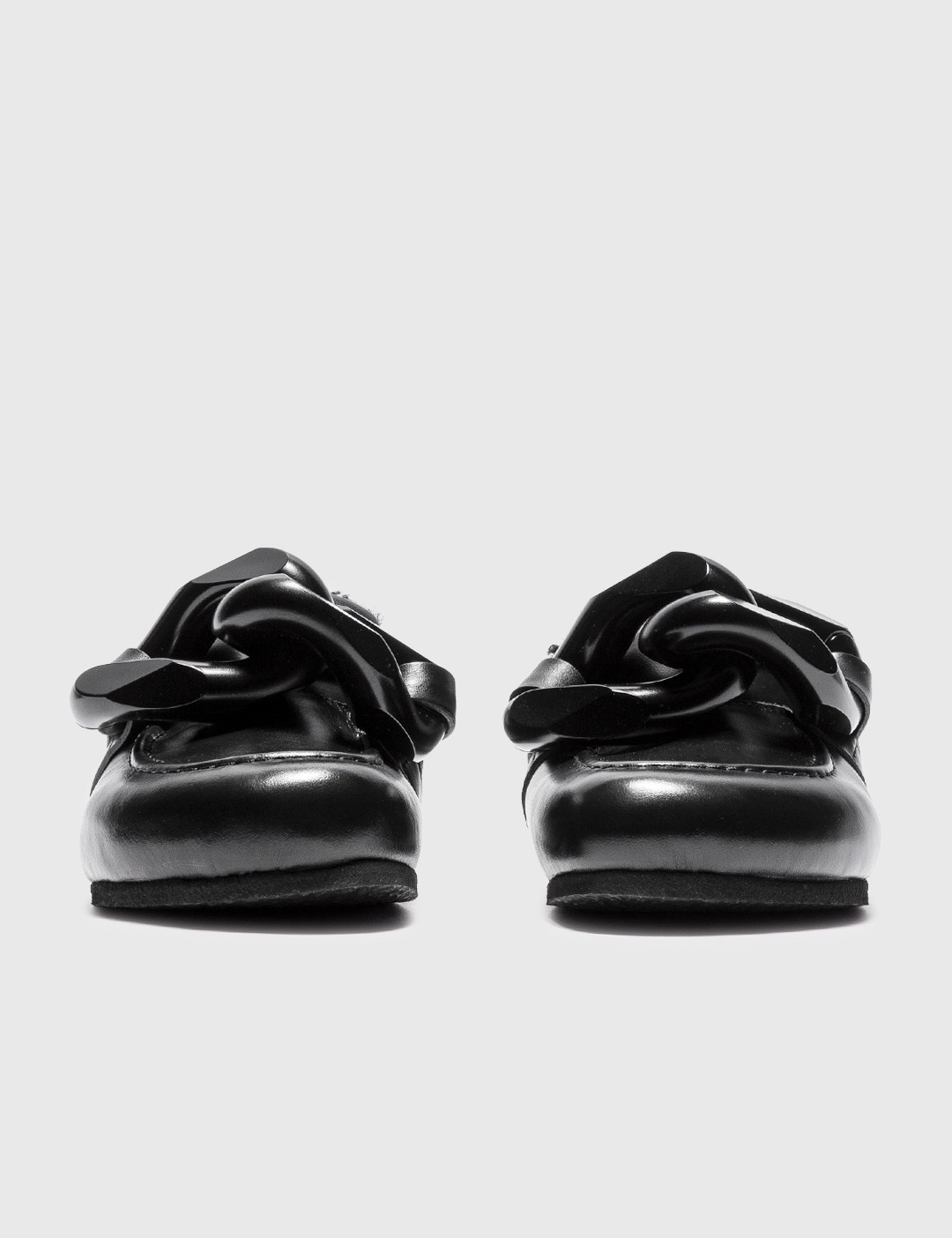 CLOSED BACK LEATHER CHAIN LOAFERS - 2