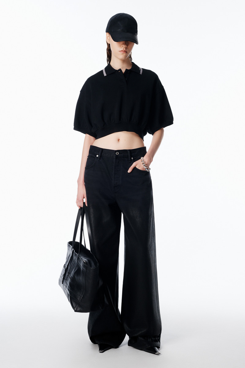 Alexander Wang Cropped Cinched Cotton Polo outlook