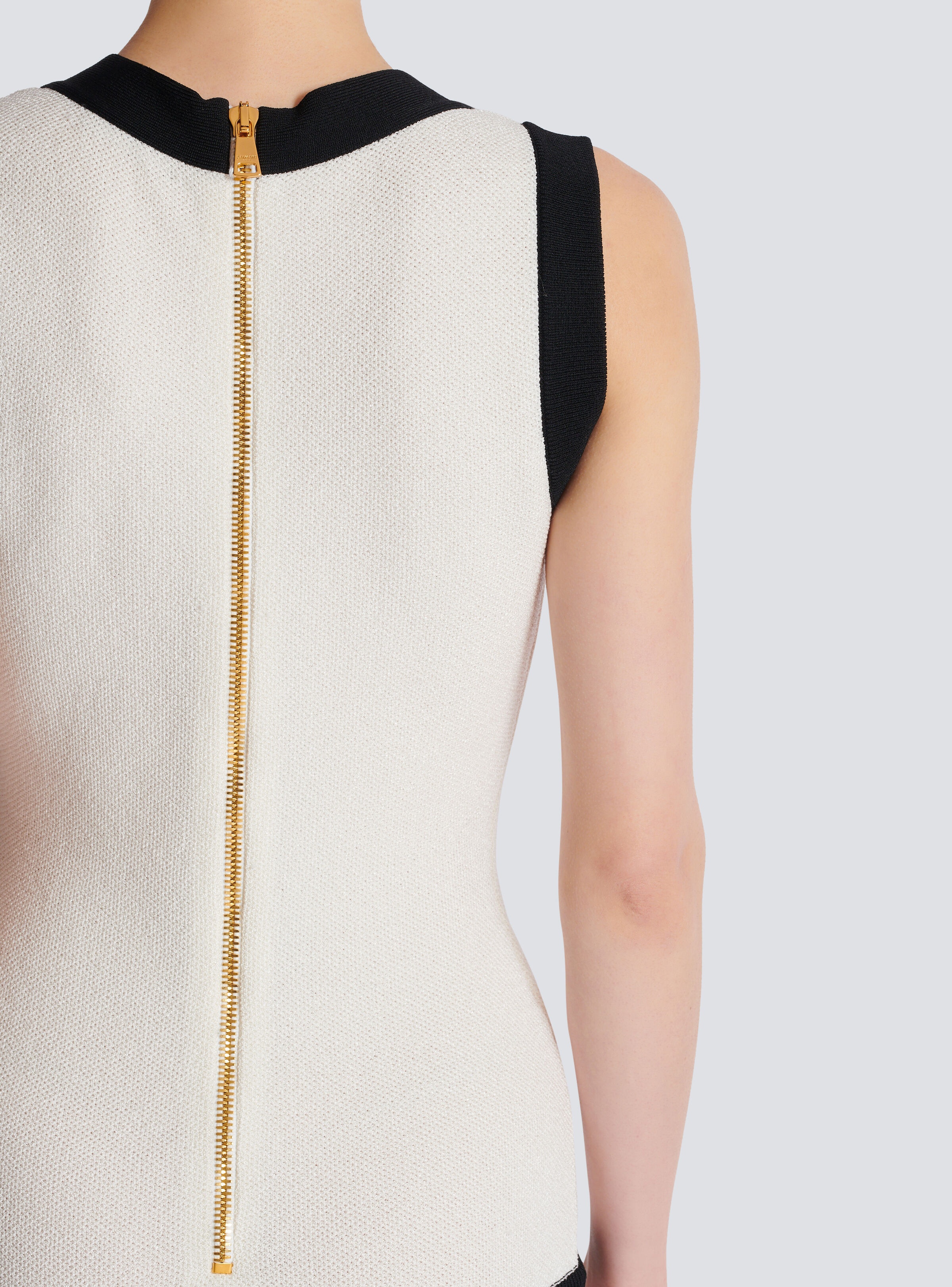 Two-tone knit dress with faux waistcoat design - 8