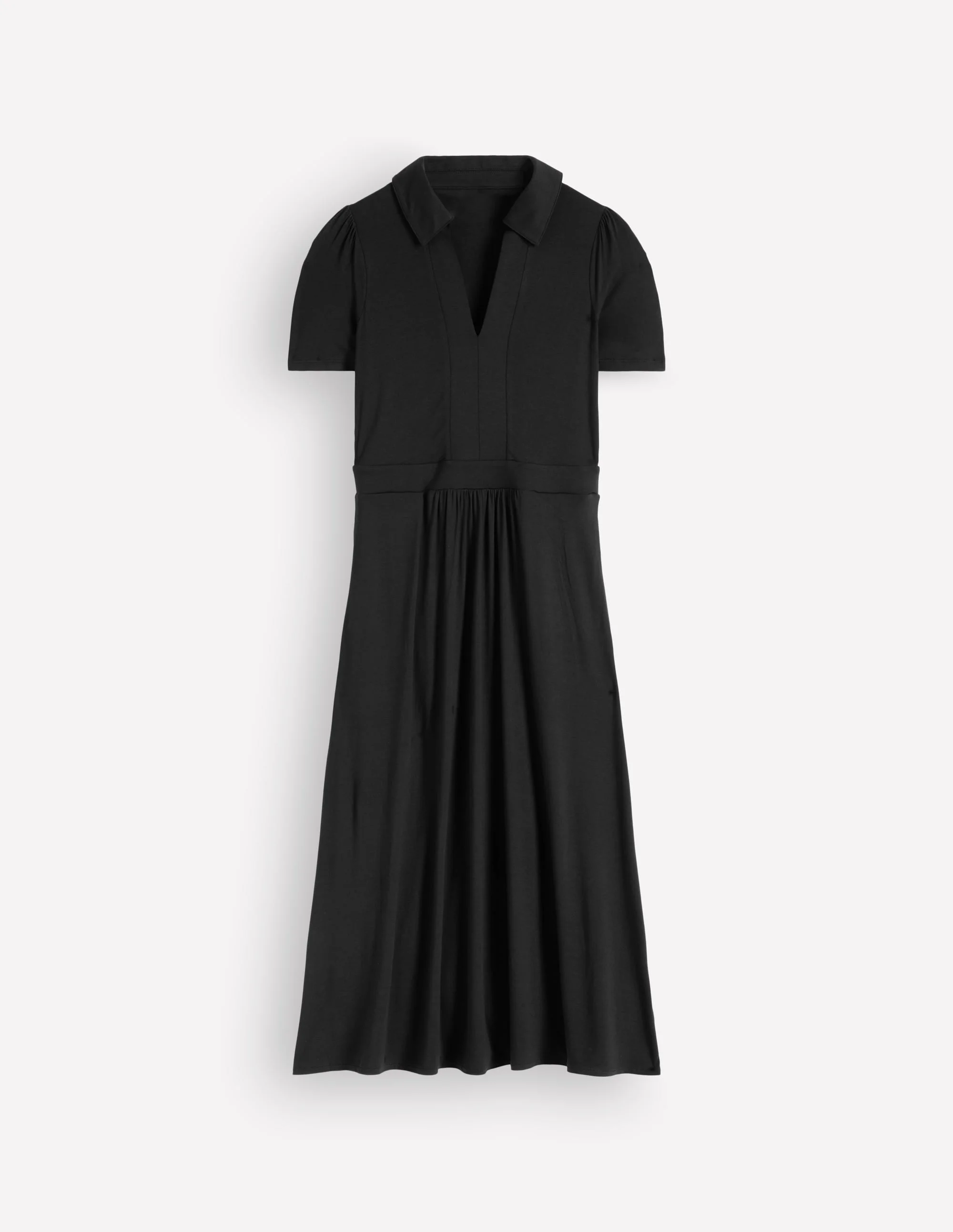Heidi Jersey Midi Tea Dress-Black - 1