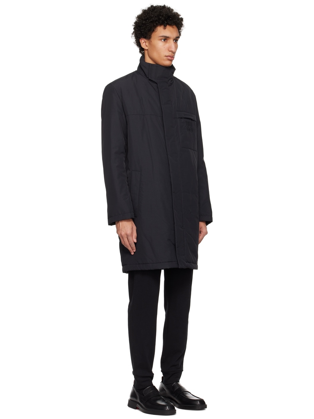 Black Stacked Coat - 2