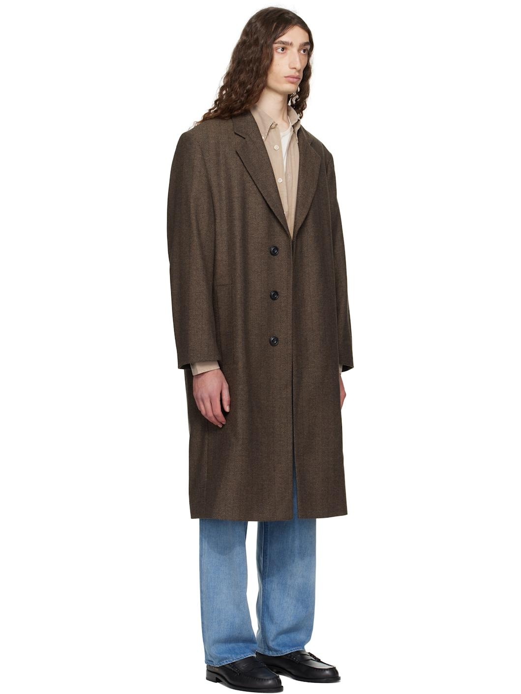 Brown Regular-Fit Concealed Closure Coat - 2