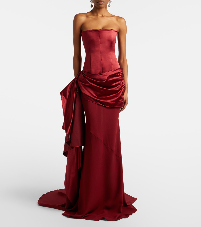 ALEX PERRY Draped silk corset gown outlook