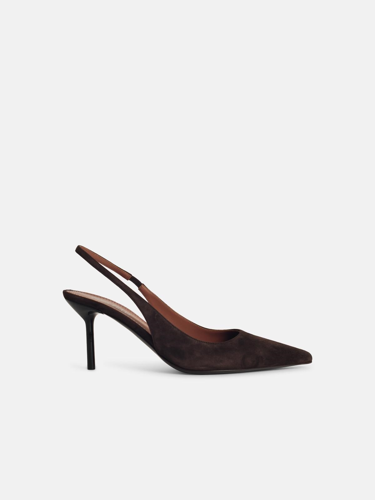 'LIDIA' BROWN SUEDE SLINGBACKS - 1