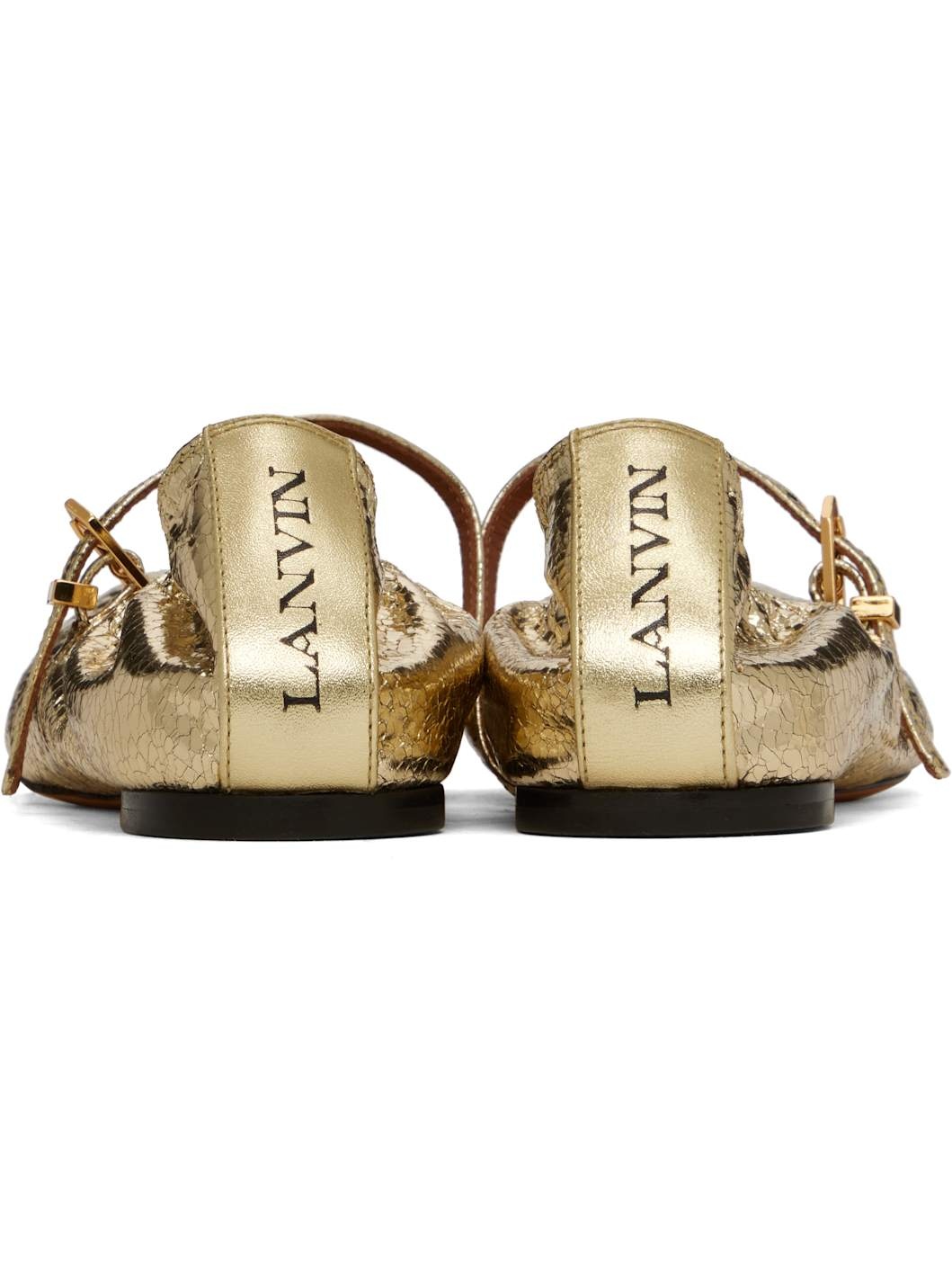 Gold Mary Jane Ballerina Flats - 2