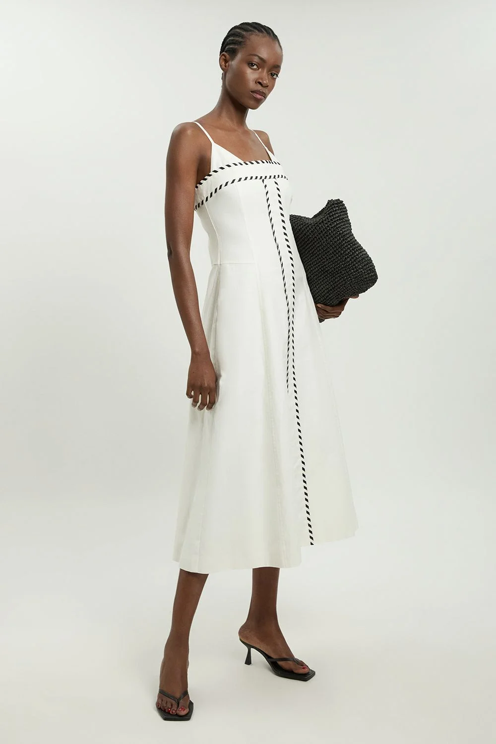 Petite Premium Linen Clean Tailored Midi Dress - 1