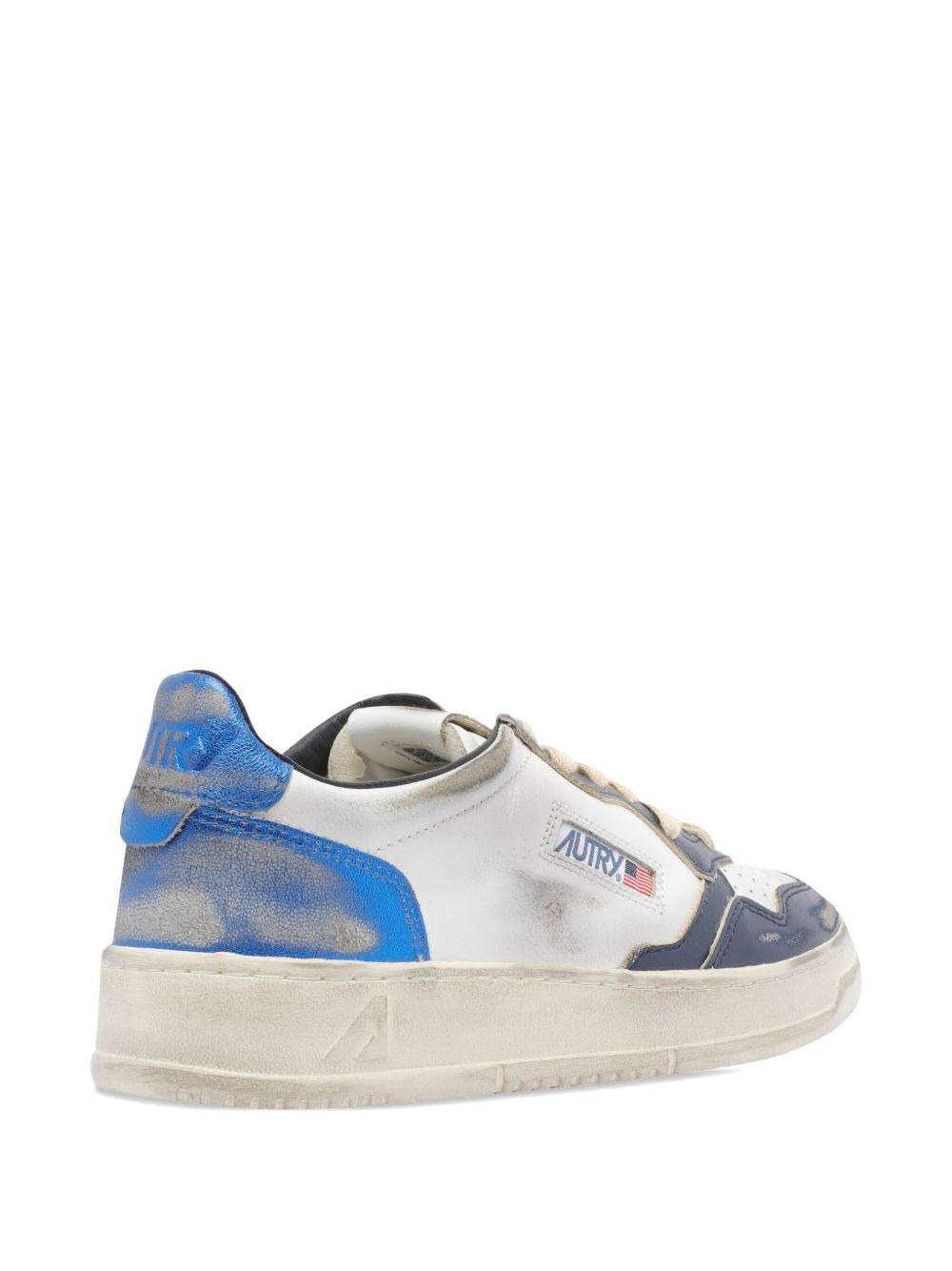 leather logo sneakers - 4