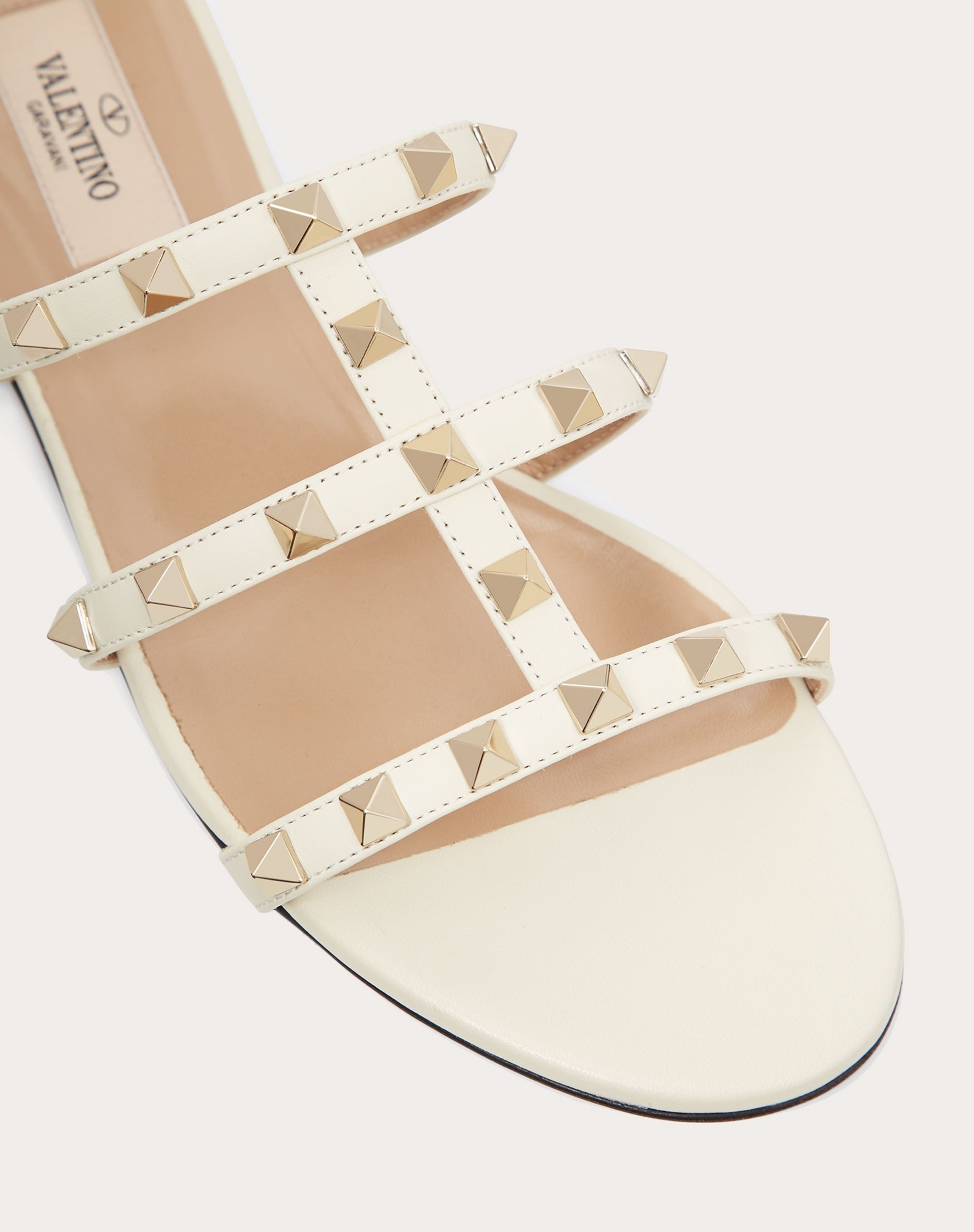 Rockstud flat calfskin slide sandal - 5