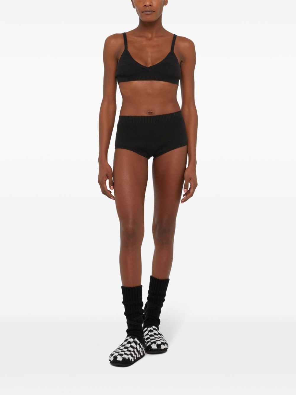 knitted high-waisted shorts - 2