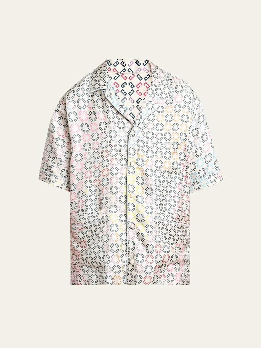 Men's Multicolor Monogram Pajama Shirt - 1