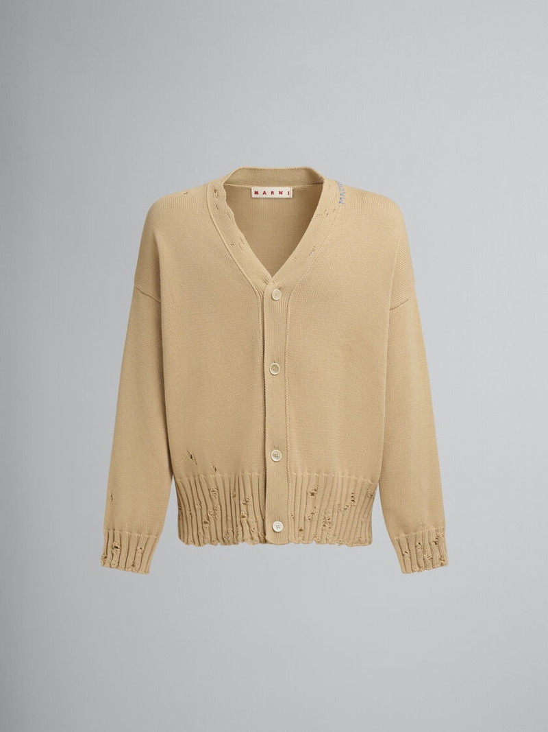 BROWN COTTON CARDIGAN WITH MARNI SYMBOL 1