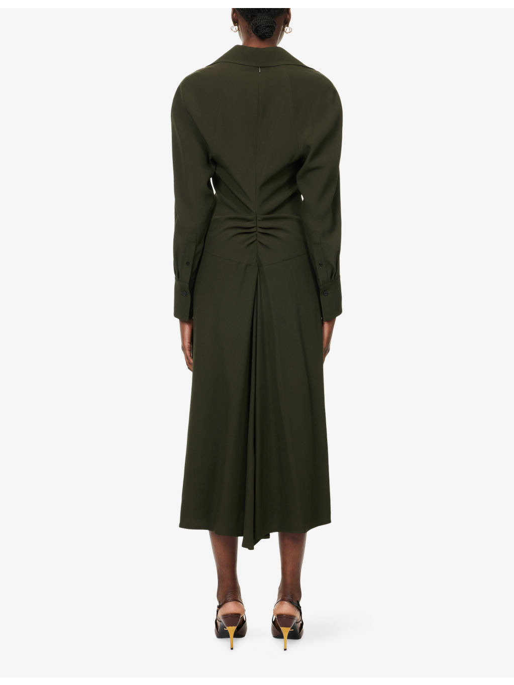 Regular-Fit Long-Sleeves Woven Midi dress - 4
