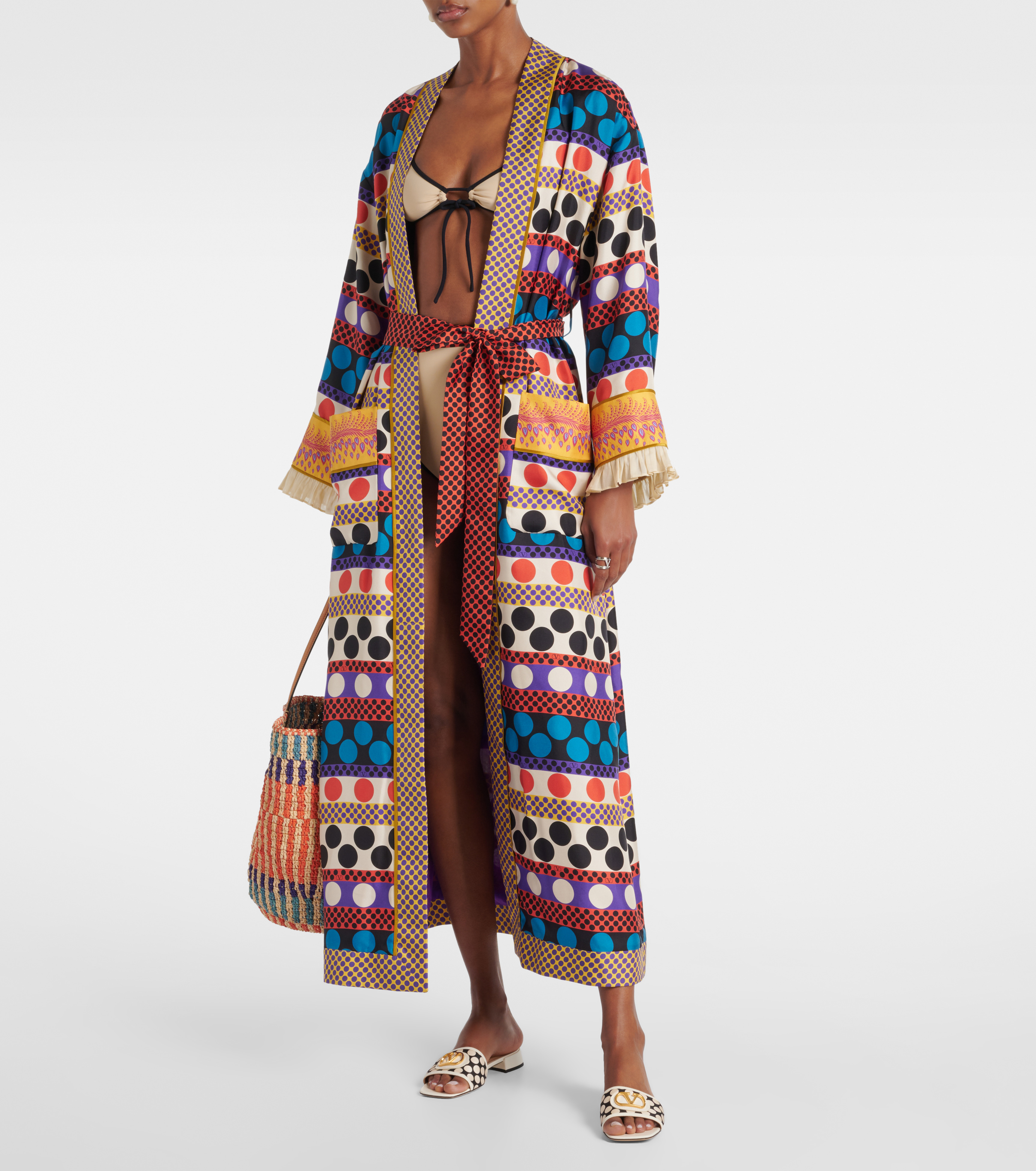 Polka-dot silk beach cover-up - 2