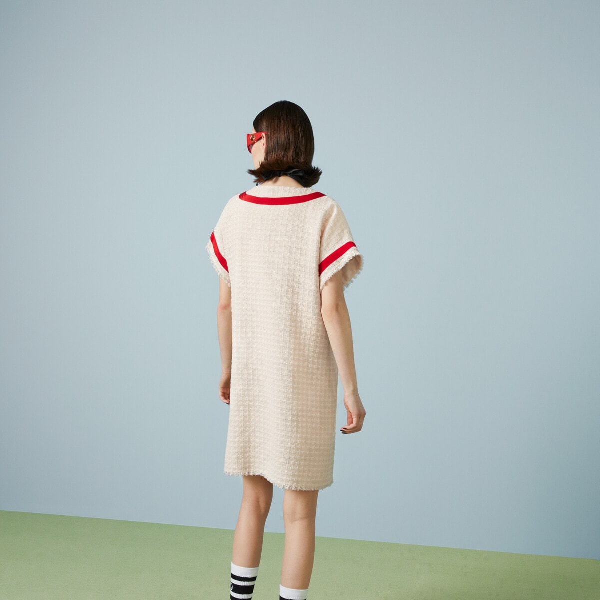 Long tweed gilet with patch - 6