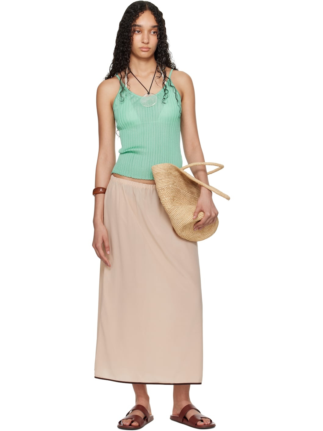 SSENSE Exclusive Pink Silk Maxi Skirt - 5