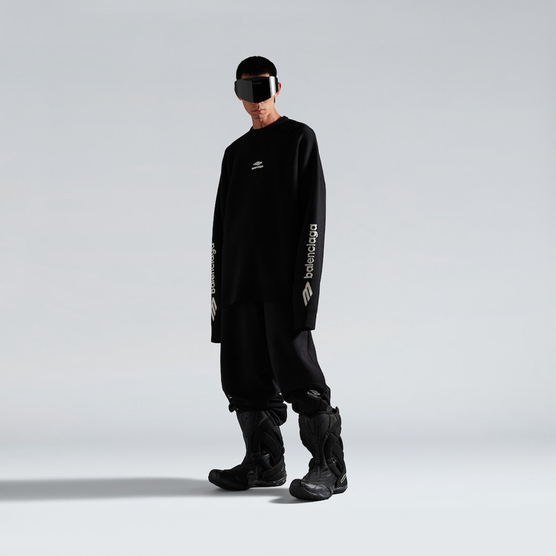 BALENCIAGA Men's 3b Sports Icon Ski Crewneck in Black/white outlook
