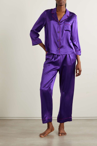 ERES Colorama piped pleated silk-satin pajama pants outlook