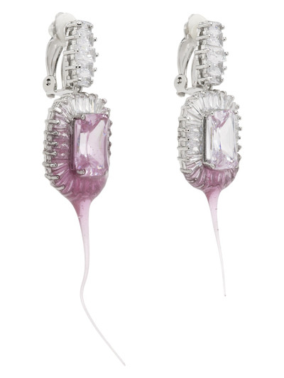 OTTOLINGER SSENSE Exclusive Silver & Pink Diamond Dip Clip Earrings outlook