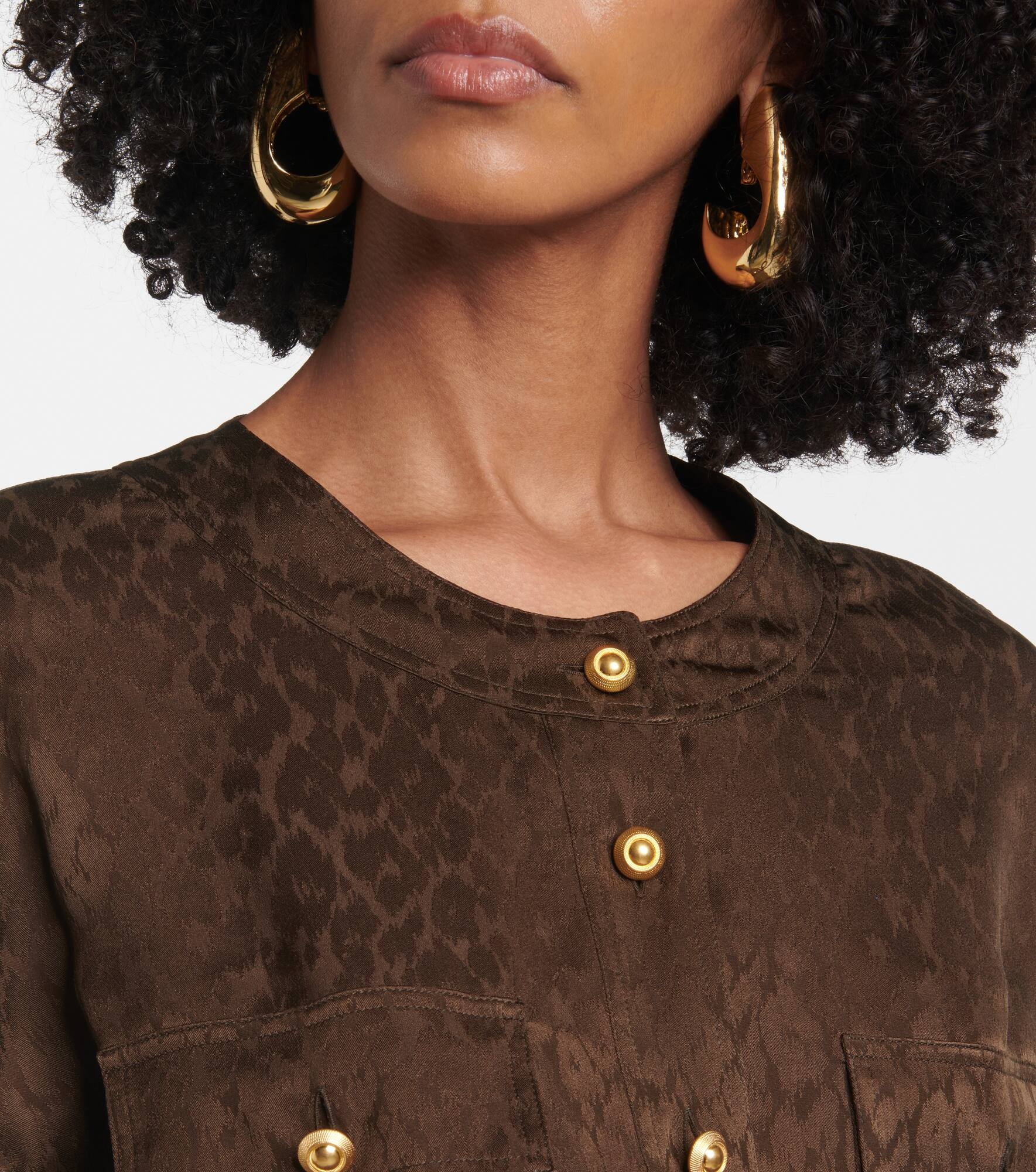 Silk jacquard midi dress - 5