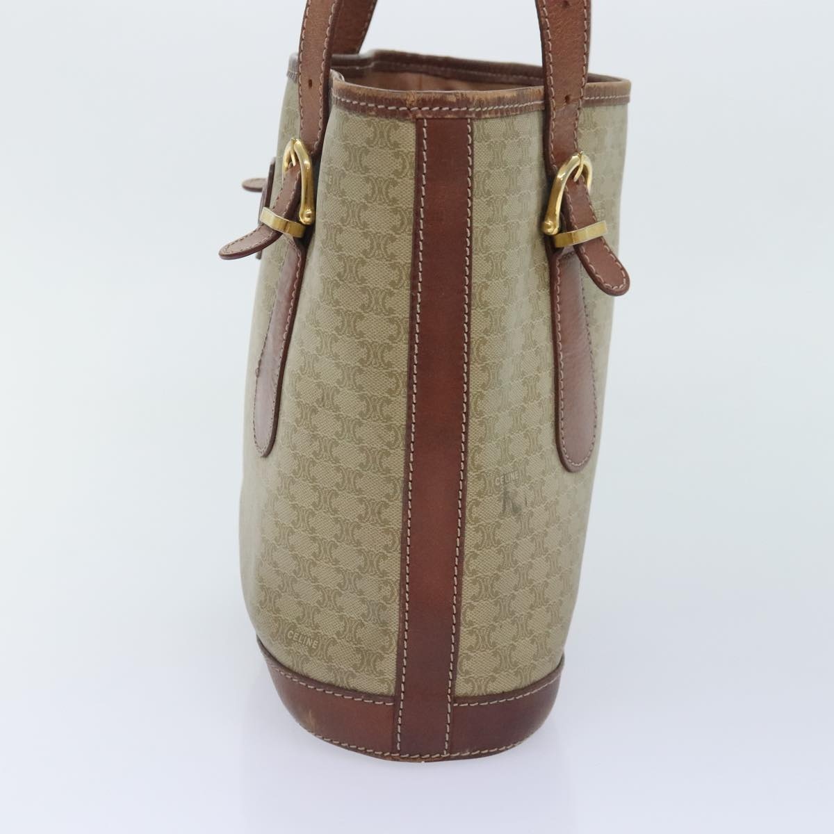 CELINE Macadam Canvas Tote Bag Pvc Leather Beige - 4