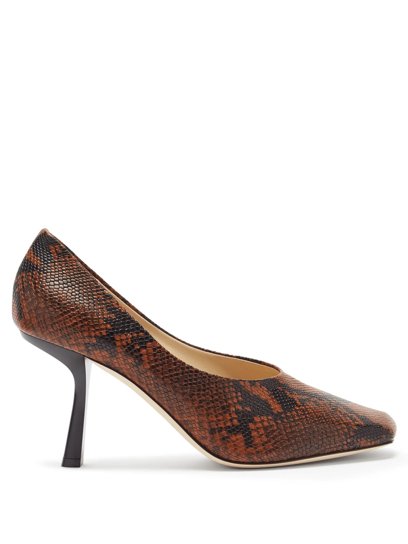 Marcela 85 square-toe python-effect leather pumps - 1