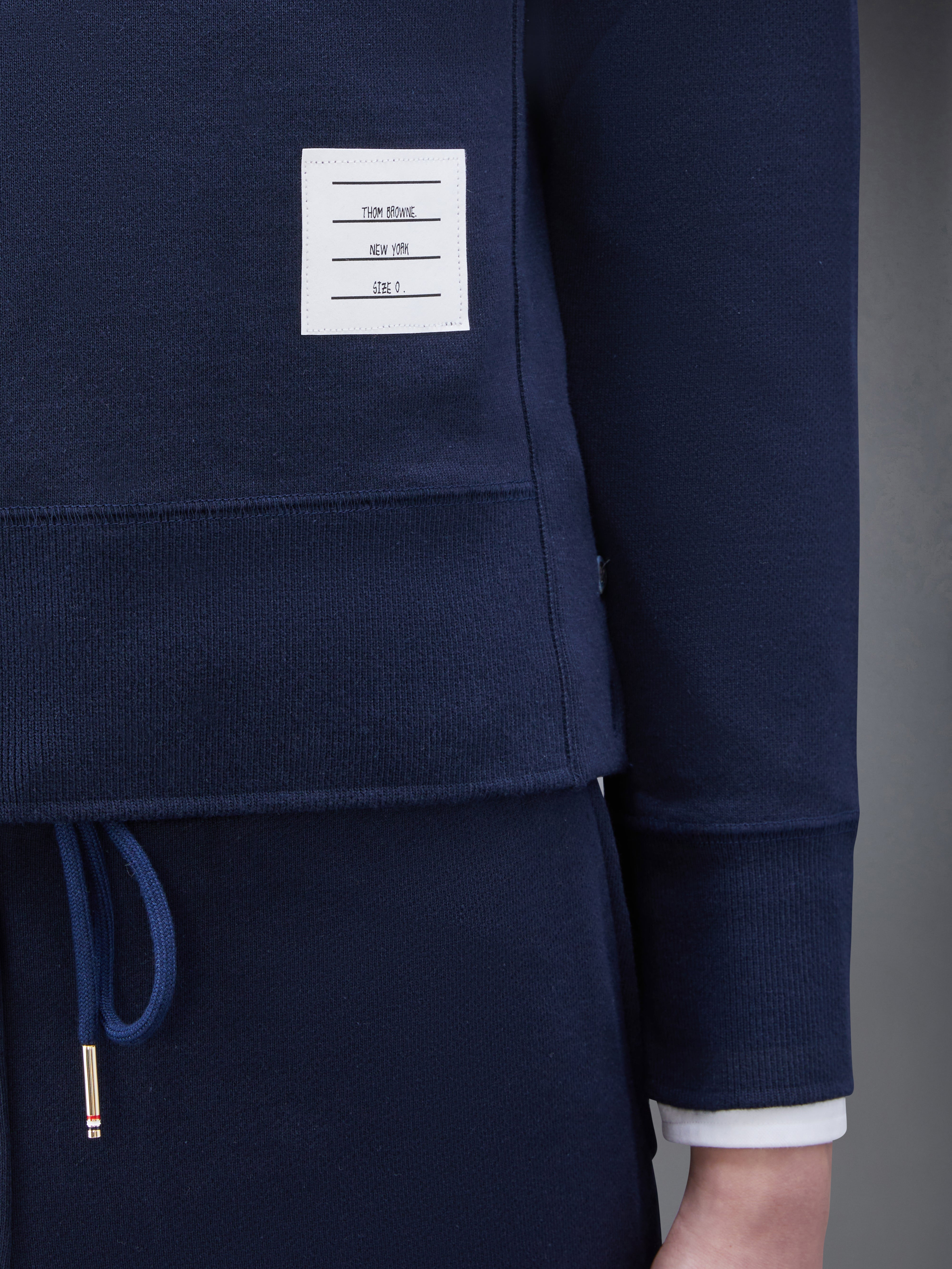 Navy Loopback Jersey Knit 4-bar Crew Neck Sweatshirt - 4