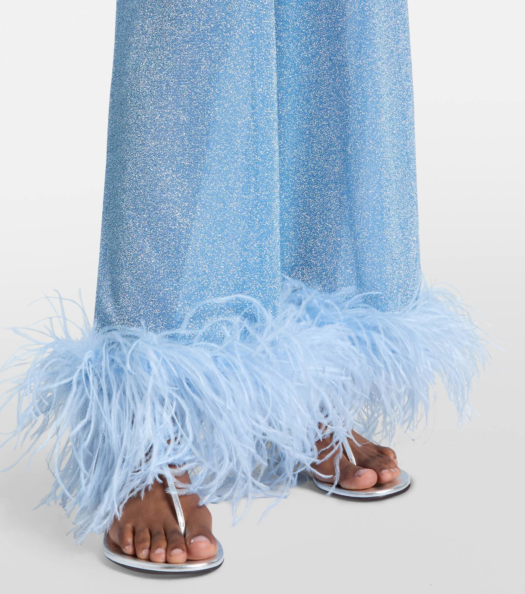 Lumière feather-trimmed wide-leg pants - 5
