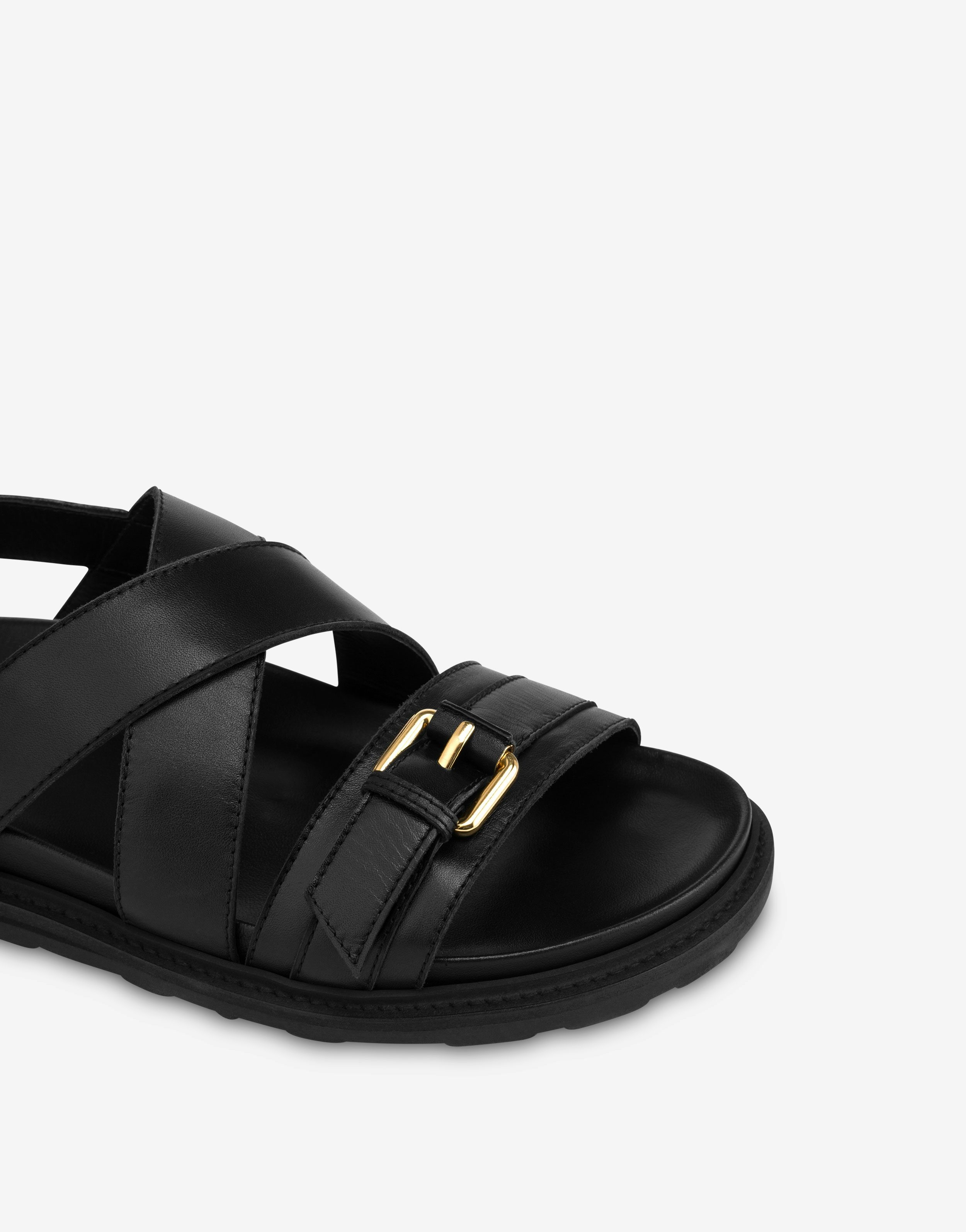 SANDALS IN CALF LEATHER WITH BUCKLES - 4