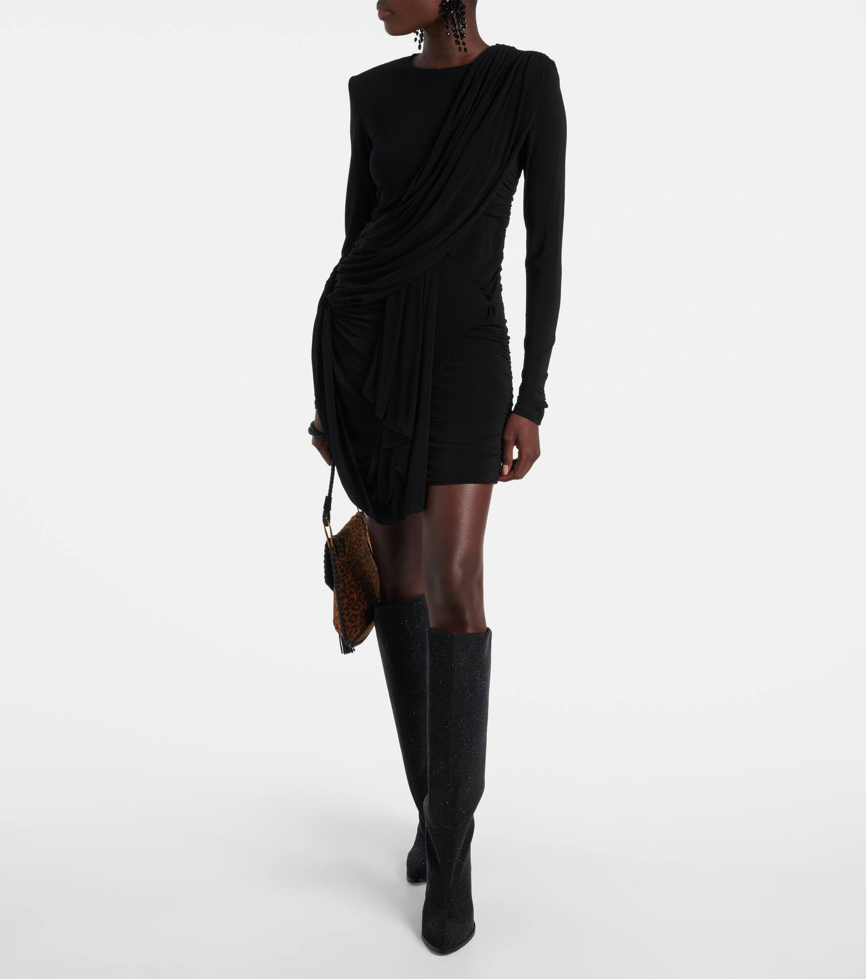 Georgia draped gathered jersey minidress - 2