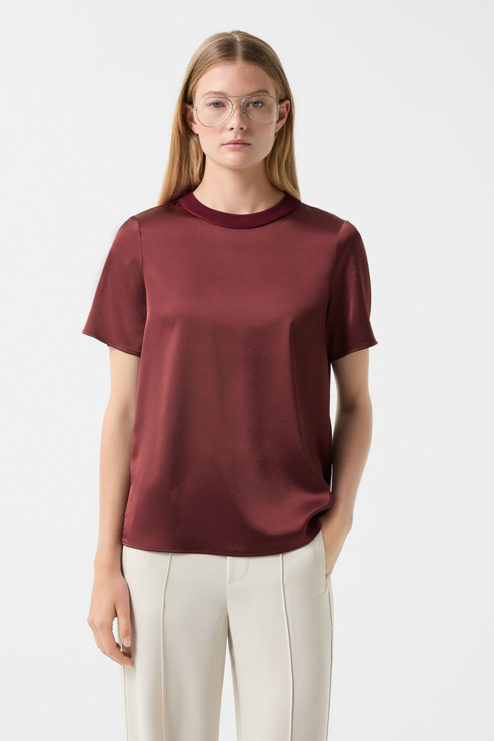 Satin shirt Dylan in Wine red - 2